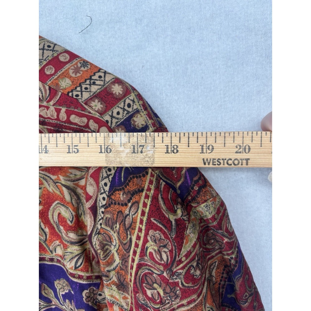 Vtg E Style Spiegel Jacquard Women's Sz 24 Top Gold Cord Trim Boxy Fit Zip Boho - Picture 11 of 12